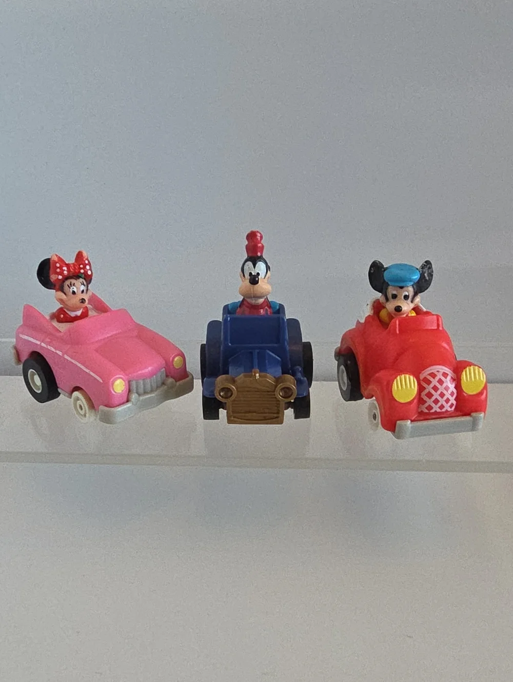 Vintage 1988 Disney Pull Back Car Toys Minnie- Mickey- Goofy Set Of 3